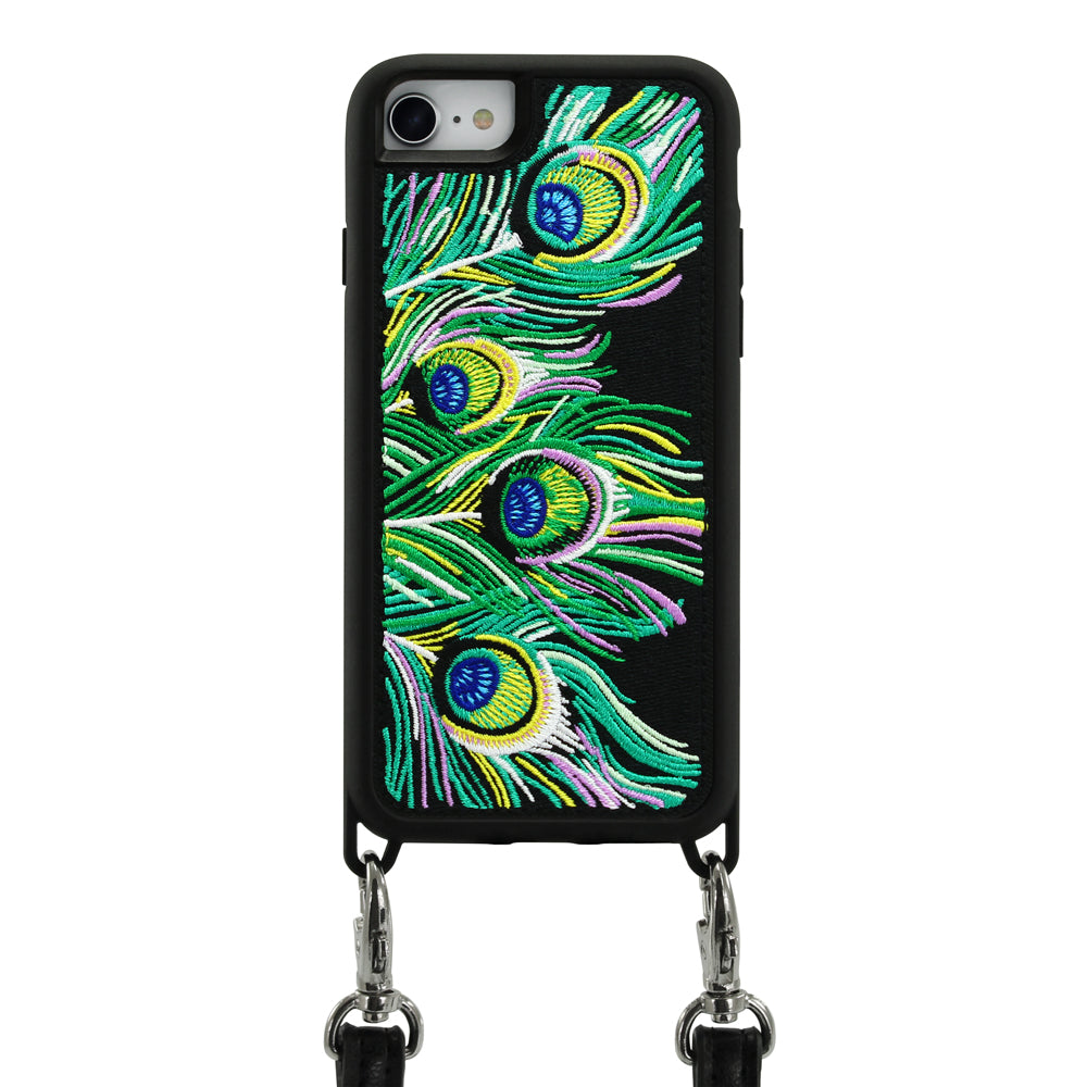Tail Feather Embroidered Case with Strap